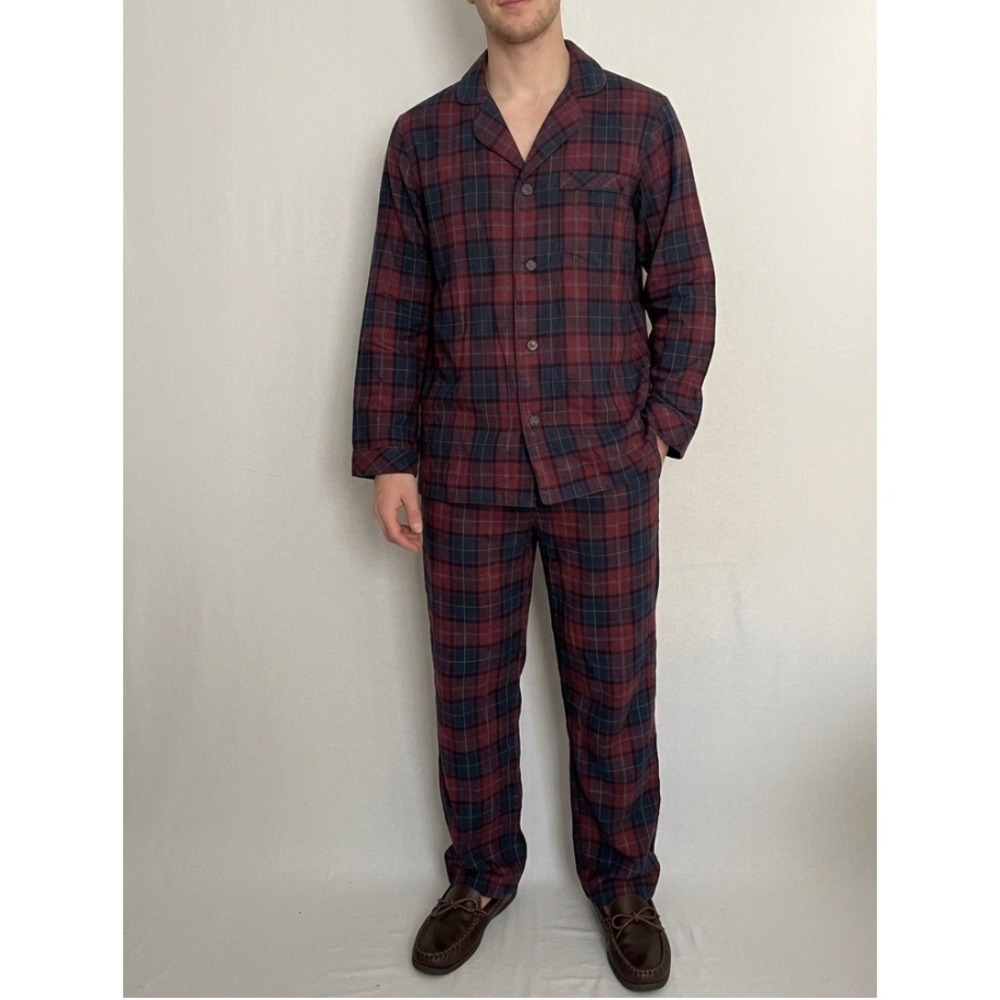 Black Brown 1826 Mens Berry Plaid 100% Cotton 2 Piece Pajama Set NWT Size‎ Small